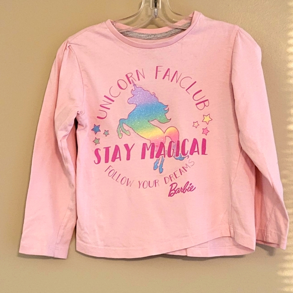 Barbie pink unicorn long sleeve tee shirt